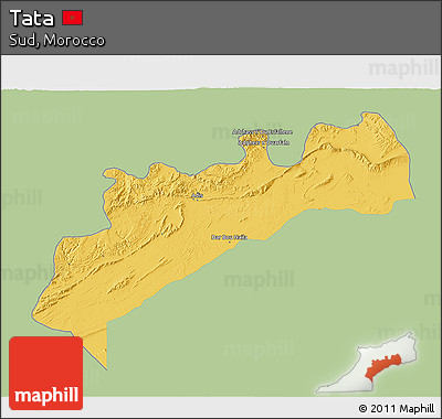 Savanna Style 3D Map of Tata, single color outside