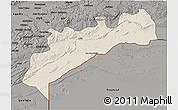 Shaded Relief 3D Map of Tata, darken, semi-desaturated
