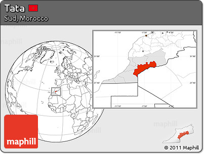 Blank Location Map of Tata, highlighted parent region