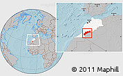 Gray Location Map of Tata, highlighted country, within the entire country, hill shading