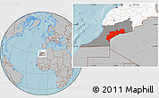 Gray Location Map of Tata, highlighted country, highlighted parent region, hill shading