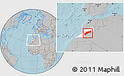 Gray Location Map of Tata, highlighted parent region, within the entire country, hill shading