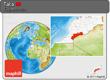 Physical Location Map of Tata, highlighted country