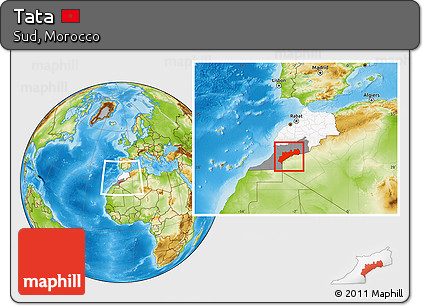 Physical Location Map of Tata, highlighted country, highlighted parent region, within the entire country