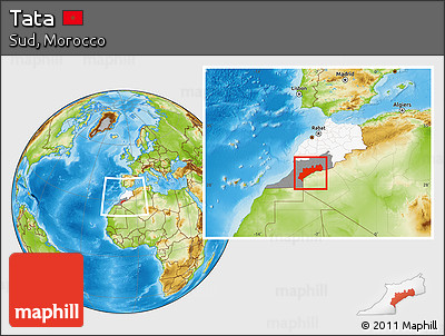Physical Location Map of Tata, highlighted country, highlighted parent region, within the entire country