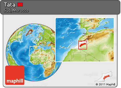 Physical Location Map of Tata, highlighted parent region, within the entire country
