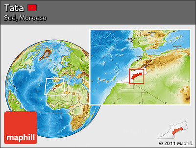 Physical Location Map of Tata, highlighted parent region, within the entire country