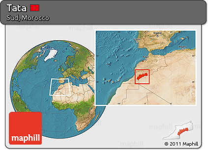 Satellite Location Map of Tata, within the entire country