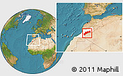 Satellite Location Map of Tata, highlighted parent region, within the entire country