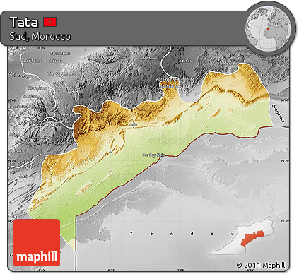 Physical Map of Tata, desaturated