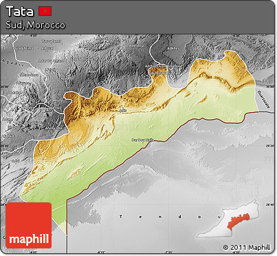 Physical Map of Tata, desaturated