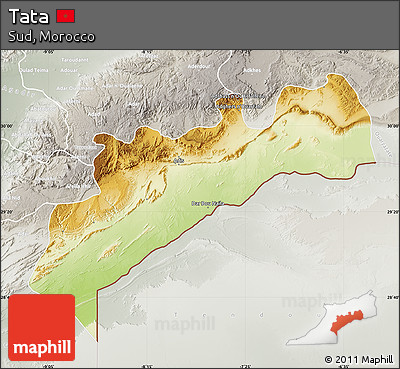 Physical Map of Tata, lighten, semi-desaturated