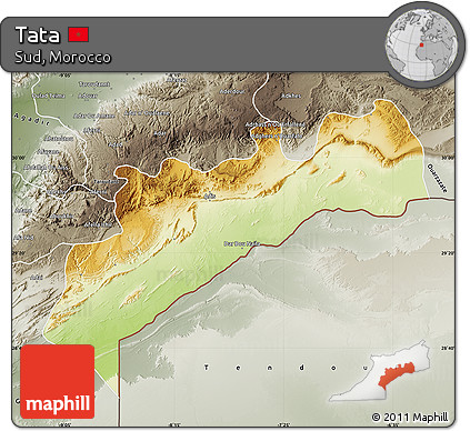 Physical Map of Tata, semi-desaturated