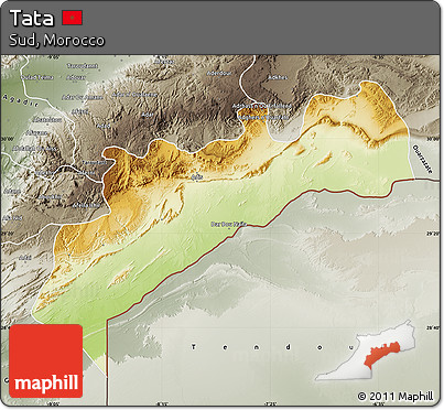 Physical Map of Tata, semi-desaturated