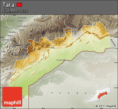 Physical Map of Tata, semi-desaturated