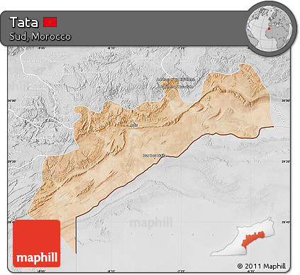 Satellite Map of Tata, lighten, desaturated