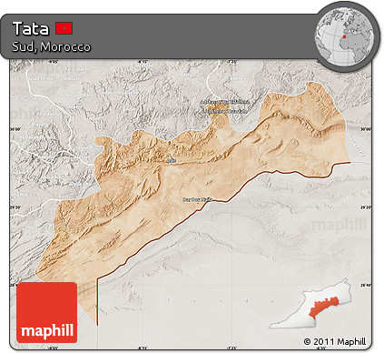Satellite Map of Tata, lighten, semi-desaturated
