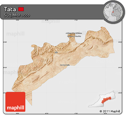Satellite Map of Tata, single color outside