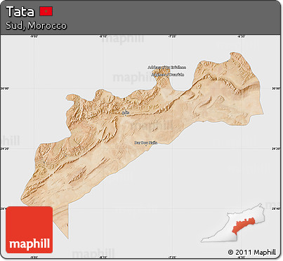 Satellite Map of Tata, single color outside