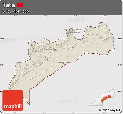 Shaded Relief Map of Tata, cropped outside