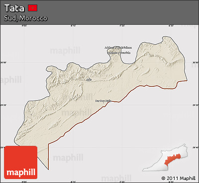 Shaded Relief Map of Tata, cropped outside