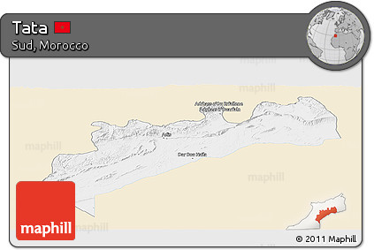 Classic Style Panoramic Map of Tata, single color outside