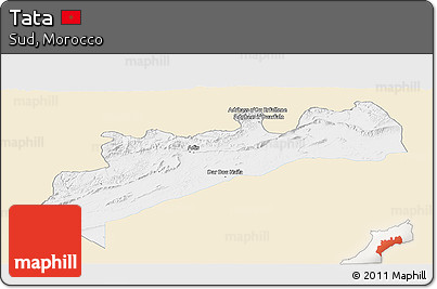 Classic Style Panoramic Map of Tata, single color outside