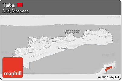 Gray Panoramic Map of Tata, single color outside