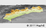 Physical Panoramic Map of Tata, darken, desaturated