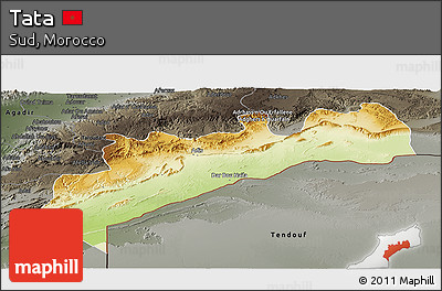 Physical Panoramic Map of Tata, darken, semi-desaturated