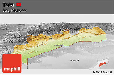 Physical Panoramic Map of Tata, desaturated