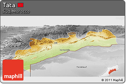 Physical Panoramic Map of Tata, desaturated