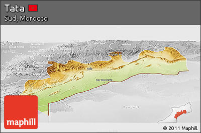 Physical Panoramic Map of Tata, lighten, desaturated