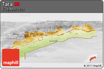 Physical Panoramic Map of Tata, lighten, desaturated