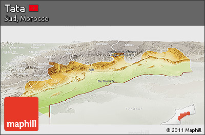 Physical Panoramic Map of Tata, lighten, semi-desaturated