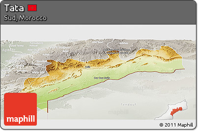 Physical Panoramic Map of Tata, lighten, semi-desaturated
