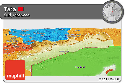 Physical Panoramic Map of Tata, political outside