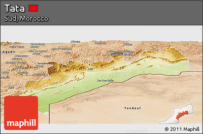 Physical Panoramic Map of Tata, satellite outside