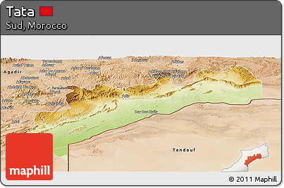 Physical Panoramic Map of Tata, satellite outside
