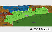 Political Panoramic Map of Tata, darken