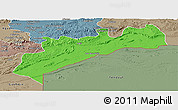Political Panoramic Map of Tata, semi-desaturated