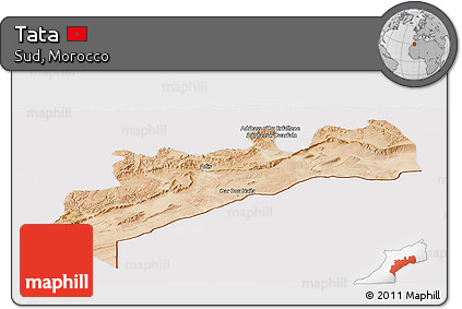 Satellite Panoramic Map of Tata, cropped outside