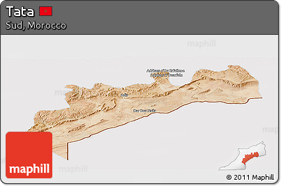 Satellite Panoramic Map of Tata, cropped outside