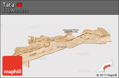 Satellite Panoramic Map of Tata, cropped outside