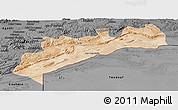 Satellite Panoramic Map of Tata, darken, desaturated