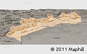 Satellite Panoramic Map of Tata, darken, semi-desaturated
