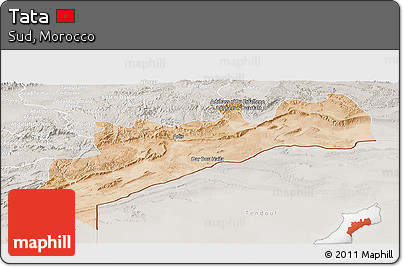 Satellite Panoramic Map of Tata, lighten, semi-desaturated