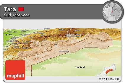 Satellite Panoramic Map of Tata, physical outside