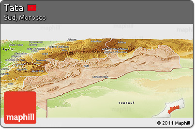 Satellite Panoramic Map of Tata, physical outside
