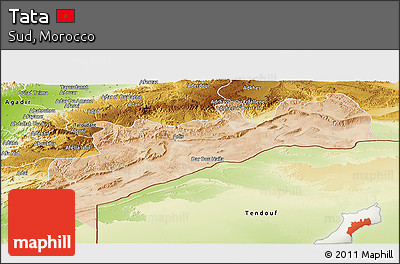 Satellite Panoramic Map of Tata, physical outside
